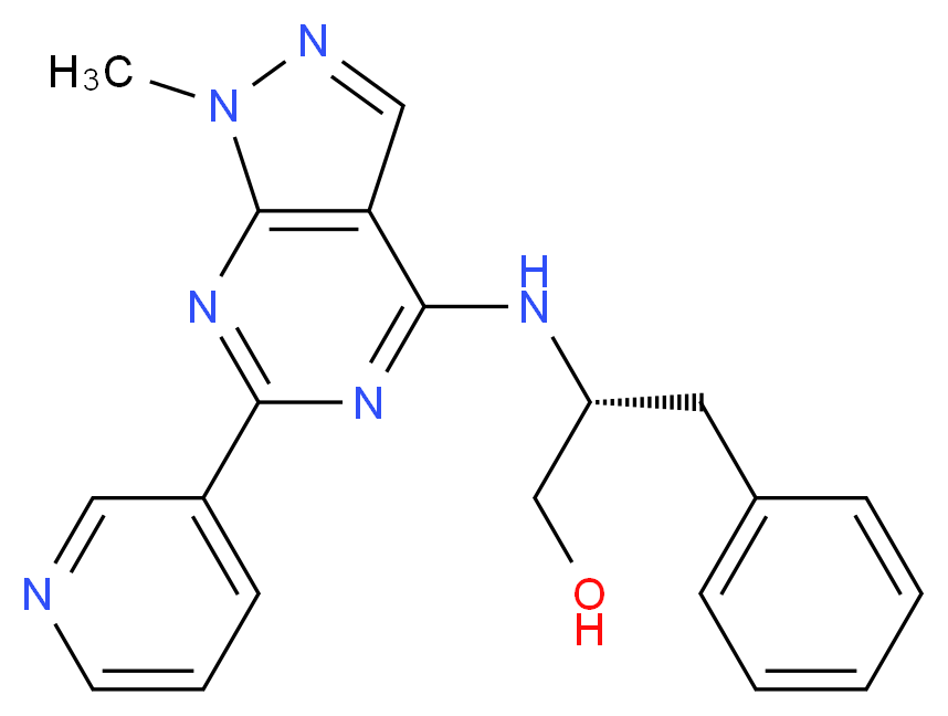 (2R)-2-{[1-methyl-6-(3-pyridinyl)-1H-pyrazolo[3,4-d]pyrimidin-4-yl]amino}-3-phenyl-1-propanol_分子结构_CAS_)