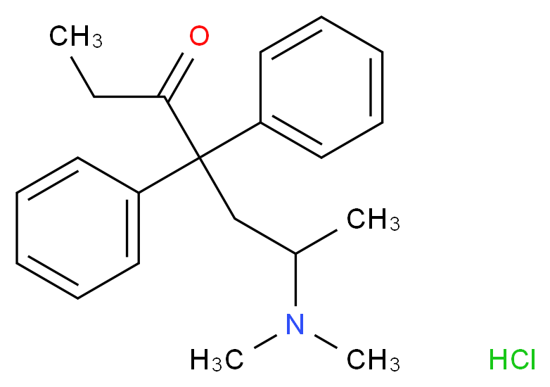 6-(dimethylamino)-4,4-diphenylheptan-3-one hydrochloride_分子结构_CAS_1095-90-5