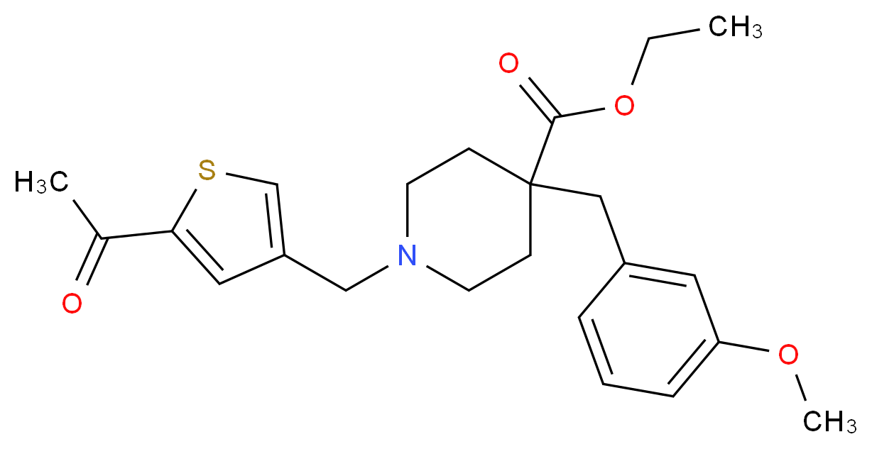 ethyl 1-[(5-acetyl-3-thienyl)methyl]-4-(3-methoxybenzyl)-4-piperidinecarboxylate_分子结构_CAS_)