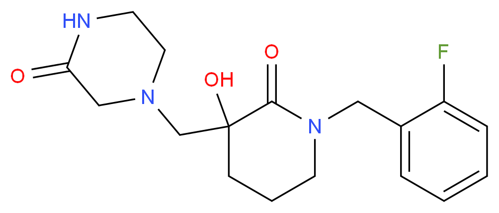 4-{[1-(2-fluorobenzyl)-3-hydroxy-2-oxopiperidin-3-yl]methyl}piperazin-2-one_分子结构_CAS_)