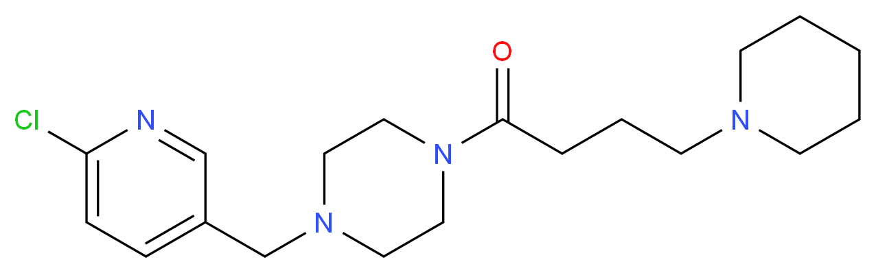 1-[(6-chloro-3-pyridinyl)methyl]-4-[4-(1-piperidinyl)butanoyl]piperazine_分子结构_CAS_)