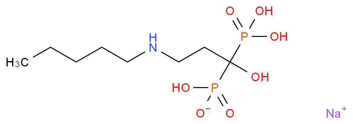 sodium hydrogen [1-hydroxy-3-(pentylamino)-1-phosphonopropyl]phosphonate_分子结构_CAS_953805-81-7
