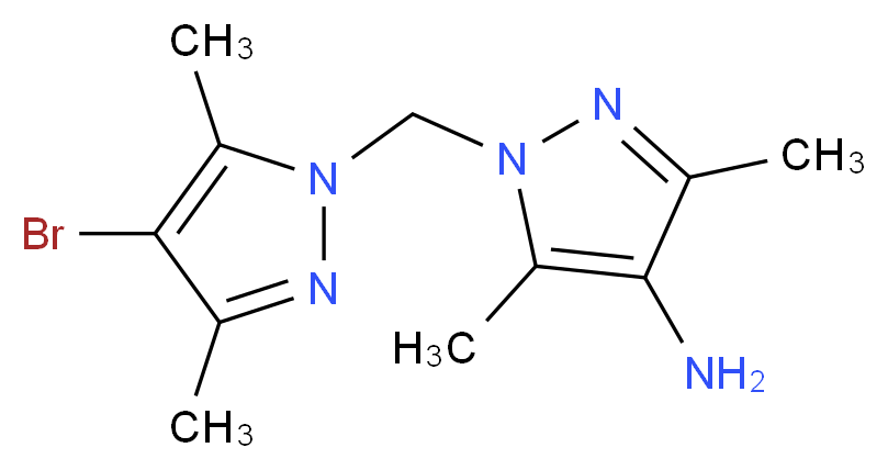 1-[(4-Bromo-3,5-dimethyl-1H-pyrazol-1-yl)methyl]-3,5-dimethyl-1H-pyrazol-4-amine_分子结构_CAS_)