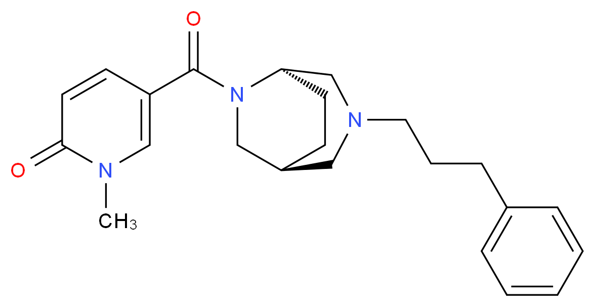 1-methyl-5-{[(1S*,5R*)-3-(3-phenylpropyl)-3,6-diazabicyclo[3.2.2]non-6-yl]carbonyl}pyridin-2(1H)-one_分子结构_CAS_)