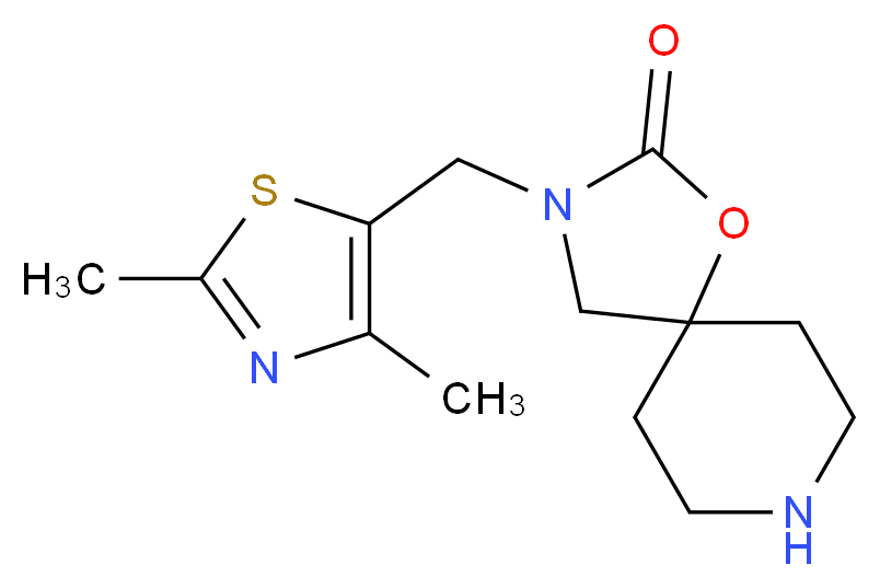3-[(2,4-dimethyl-1,3-thiazol-5-yl)methyl]-1-oxa-3,8-diazaspiro[4.5]decan-2-one_分子结构_CAS_)