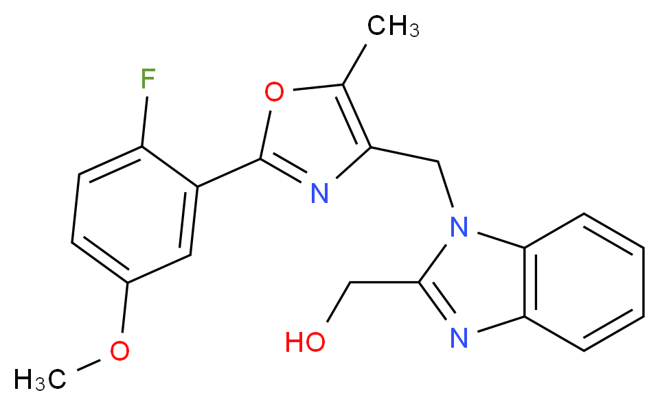 (1-{[2-(2-fluoro-5-methoxyphenyl)-5-methyl-1,3-oxazol-4-yl]methyl}-1H-benzimidazol-2-yl)methanol_分子结构_CAS_)