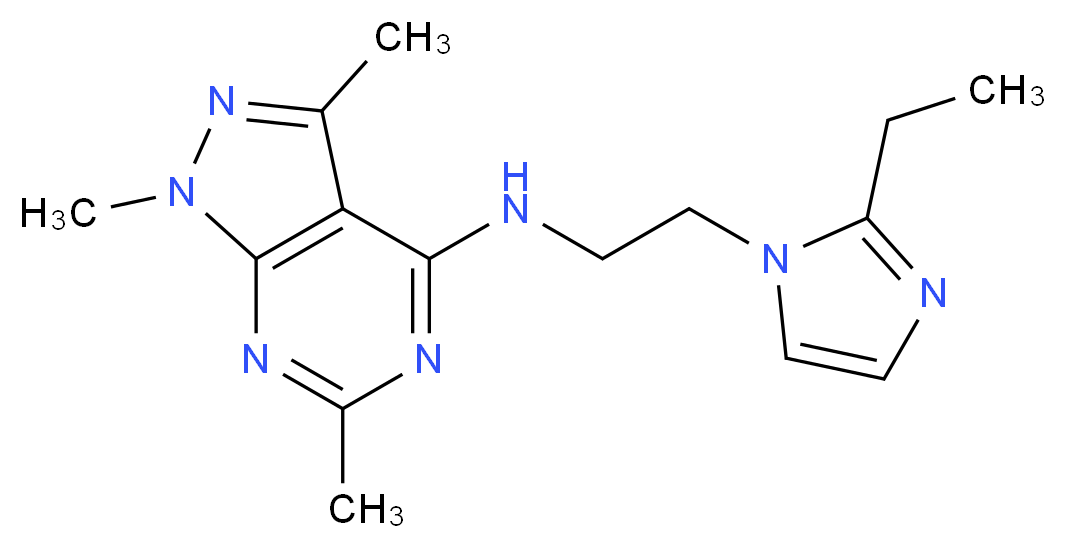 N-[2-(2-ethyl-1H-imidazol-1-yl)ethyl]-1,3,6-trimethyl-1H-pyrazolo[3,4-d]pyrimidin-4-amine_分子结构_CAS_)