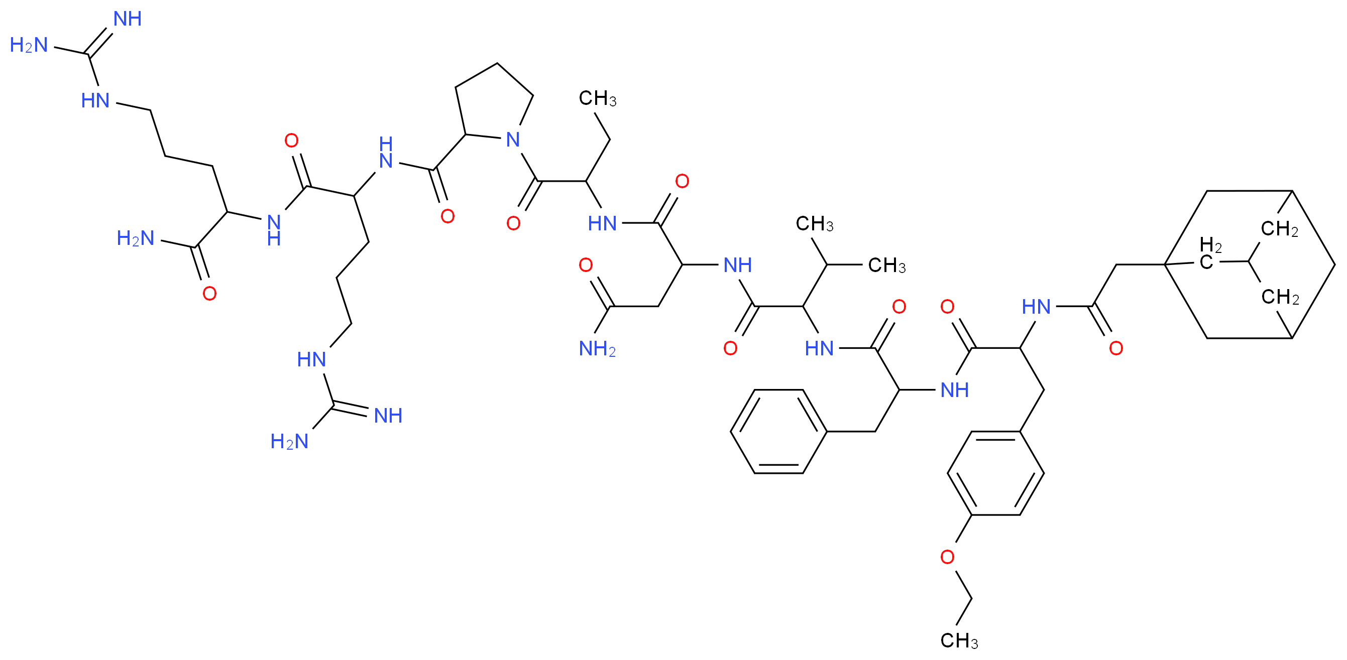 2-[2-(2-{2-[2-(adamantan-1-yl)acetamido]-3-(4-ethoxyphenyl)propanamido}-3-phenylpropanamido)-3-methylbutanamido]-N-{1-[2-({4-carbamimidamido-1-[(4-carbamimidamido-1-carbamoylbutyl)carbamoyl]butyl}carbamoyl)pyrrolidin-1-yl]-1-oxobutan-2-yl}butanediamide_分子结构_CAS_112465-00-6