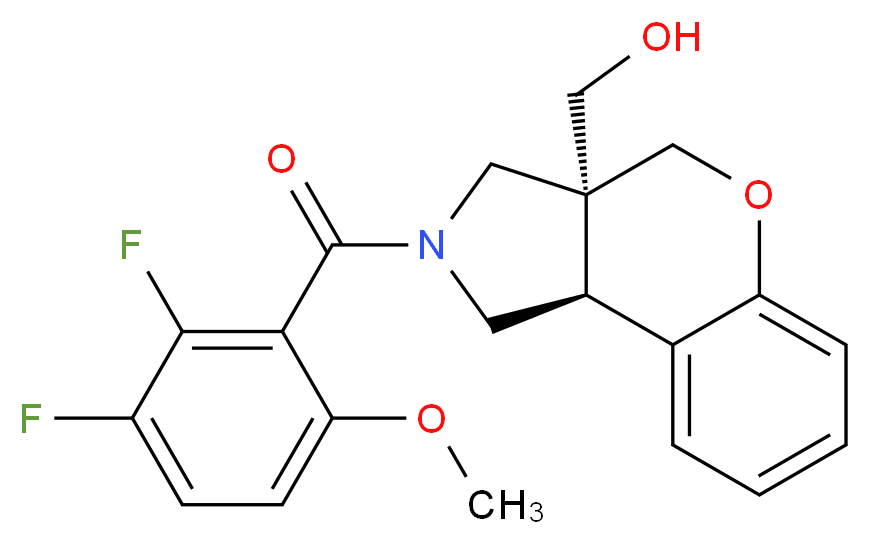[(3aS*,9bS*)-2-(2,3-difluoro-6-methoxybenzoyl)-1,2,3,9b-tetrahydrochromeno[3,4-c]pyrrol-3a(4H)-yl]methanol_分子结构_CAS_)
