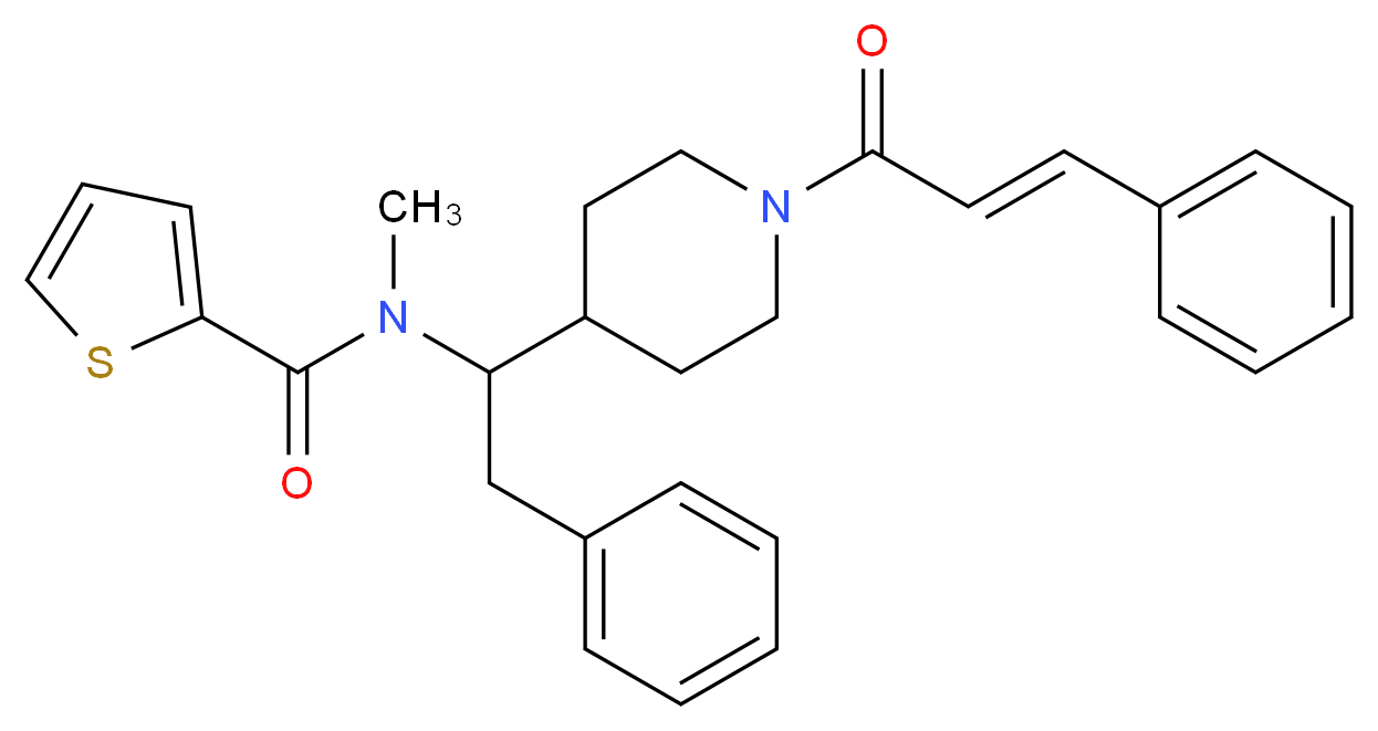 N-methyl-N-(2-phenyl-1-{1-[(2E)-3-phenyl-2-propenoyl]-4-piperidinyl}ethyl)-2-thiophenecarboxamide_分子结构_CAS_)