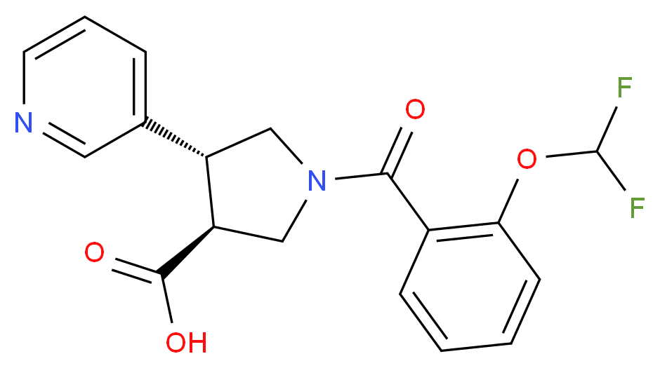 (3S*,4R*)-1-[2-(difluoromethoxy)benzoyl]-4-pyridin-3-ylpyrrolidine-3-carboxylic acid_分子结构_CAS_)