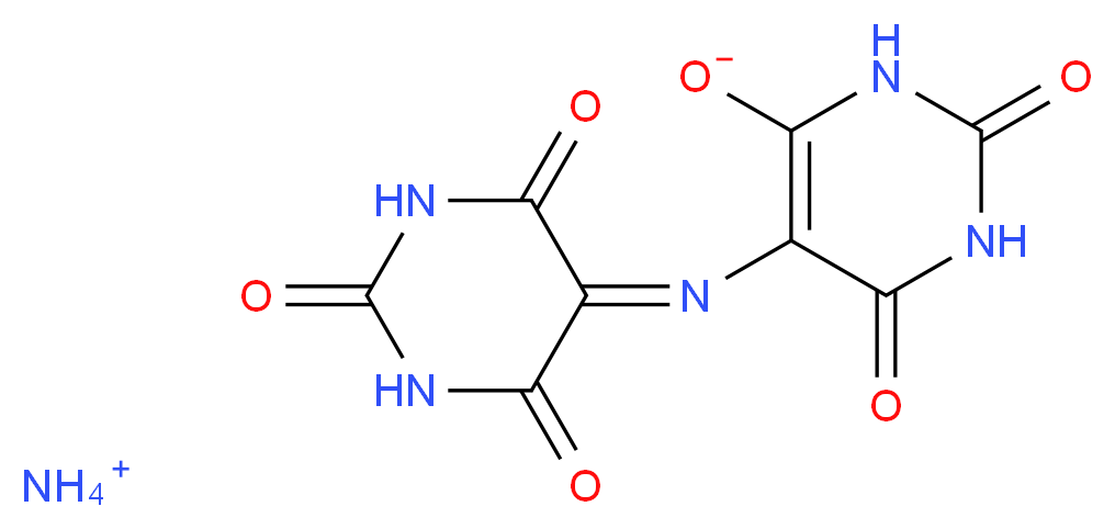 ammonium 2,6-dioxo-5-[(2,4,6-trioxo-1,3-diazinan-5-ylidene)amino]-1,2,3,6-tetrahydropyrimidin-4-olate_分子结构_CAS_3051-09-0