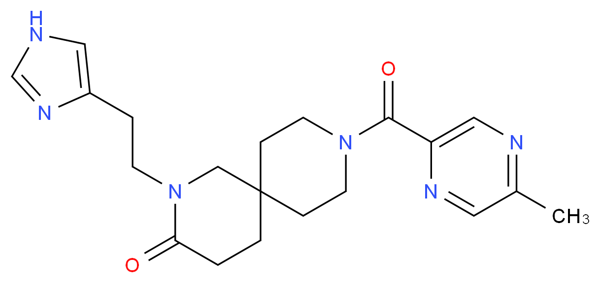 2-[2-(1H-imidazol-4-yl)ethyl]-9-[(5-methylpyrazin-2-yl)carbonyl]-2,9-diazaspiro[5.5]undecan-3-one_分子结构_CAS_)