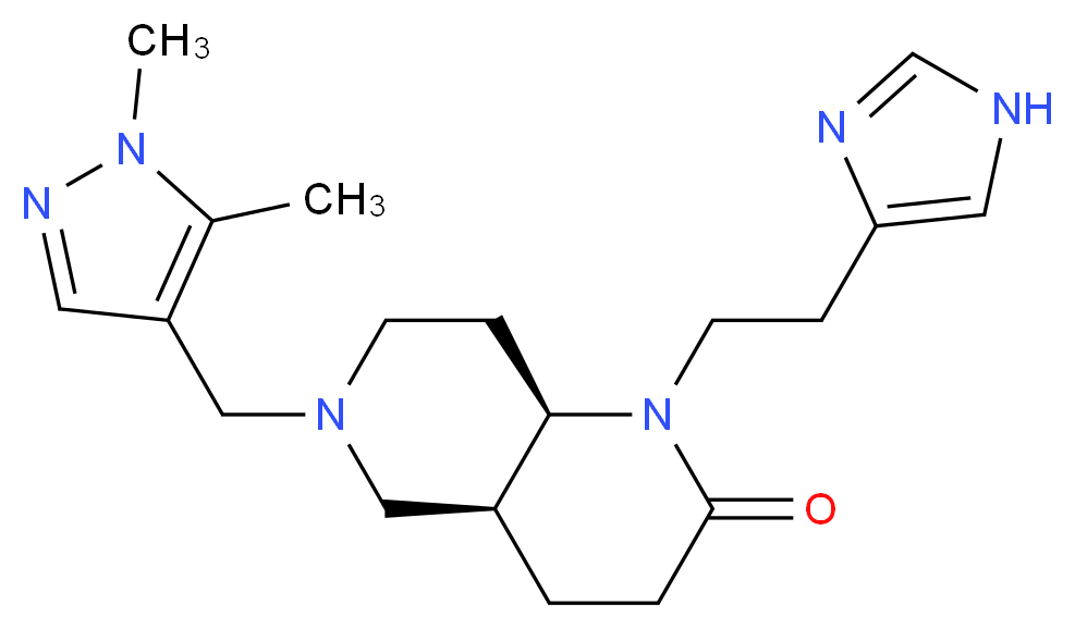 (4aS*,8aR*)-6-[(1,5-dimethyl-1H-pyrazol-4-yl)methyl]-1-[2-(1H-imidazol-4-yl)ethyl]octahydro-1,6-naphthyridin-2(1H)-one_分子结构_CAS_)