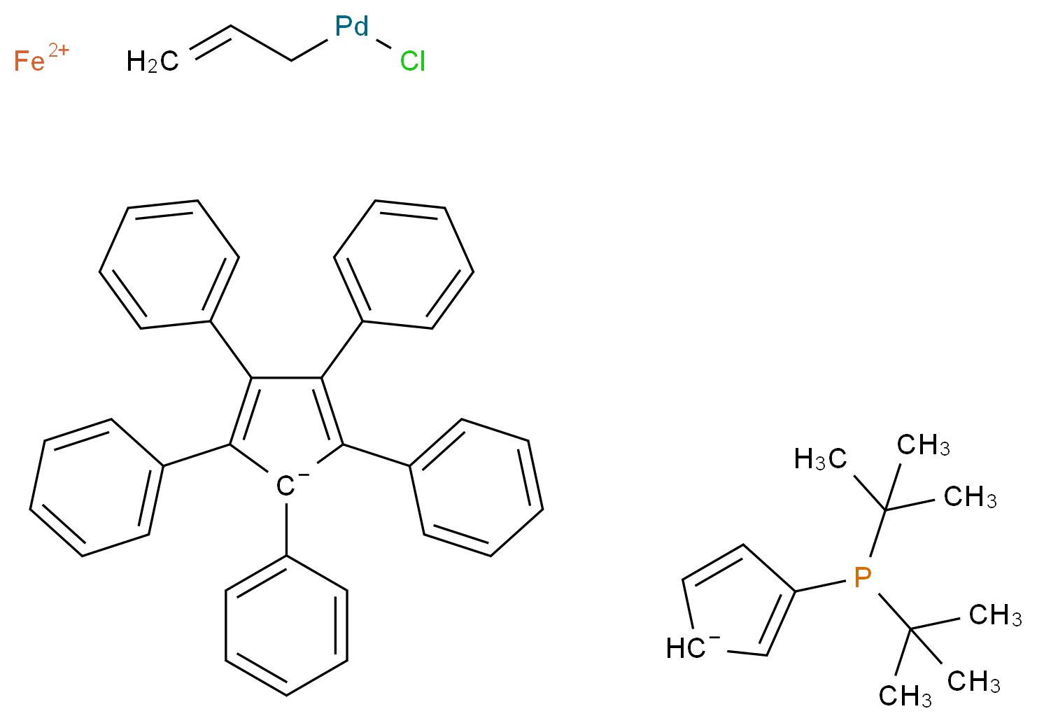 Allyl(chloro)[1,2,3,4,5-pentaphenyl-1'-(di-tert-butylphosphino)ferrocene]palladium(II)_分子结构_CAS_1248656-98-5)