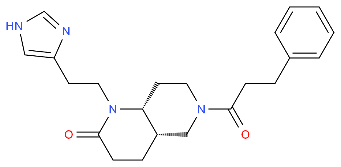 (4aS*,8aR*)-1-[2-(1H-imidazol-4-yl)ethyl]-6-(3-phenylpropanoyl)octahydro-1,6-naphthyridin-2(1H)-one_分子结构_CAS_)
