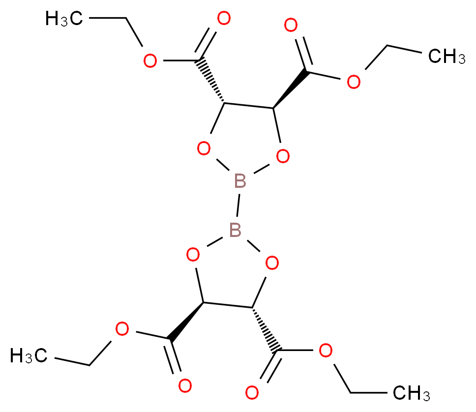 4,5-diethyl (4S,5S)-2-[(4S,5S)-4,5-bis(ethoxycarbonyl)-1,3,2-dioxaborolan-2-yl]-1,3,2-dioxaborolane-4,5-dicarboxylate_分子结构_CAS_312693-46-2