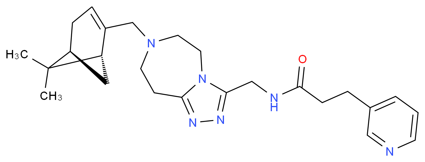 N-[(7-{[(1R,5S)-6,6-dimethylbicyclo[3.1.1]hept-2-en-2-yl]methyl}-6,7,8,9-tetrahydro-5H-[1,2,4]triazolo[4,3-d][1,4]diazepin-3-yl)methyl]-3-(3-pyridinyl)propanamide_分子结构_CAS_)