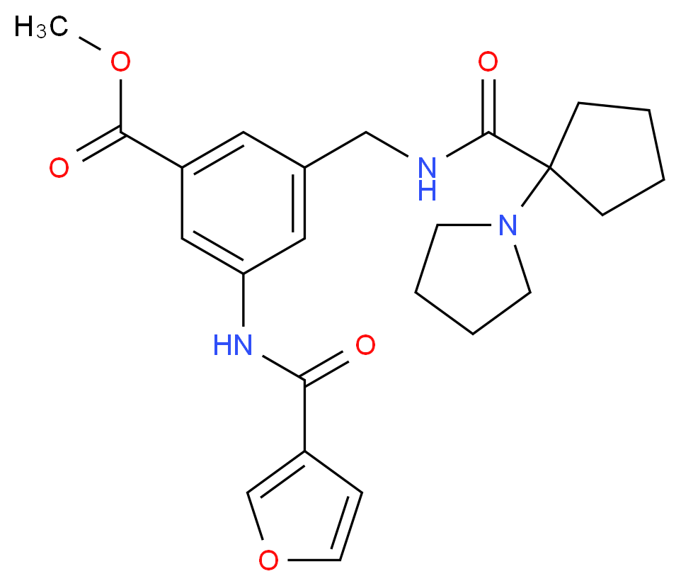 methyl 3-(3-furoylamino)-5-[({[1-(1-pyrrolidinyl)cyclopentyl]carbonyl}amino)methyl]benzoate_分子结构_CAS_)