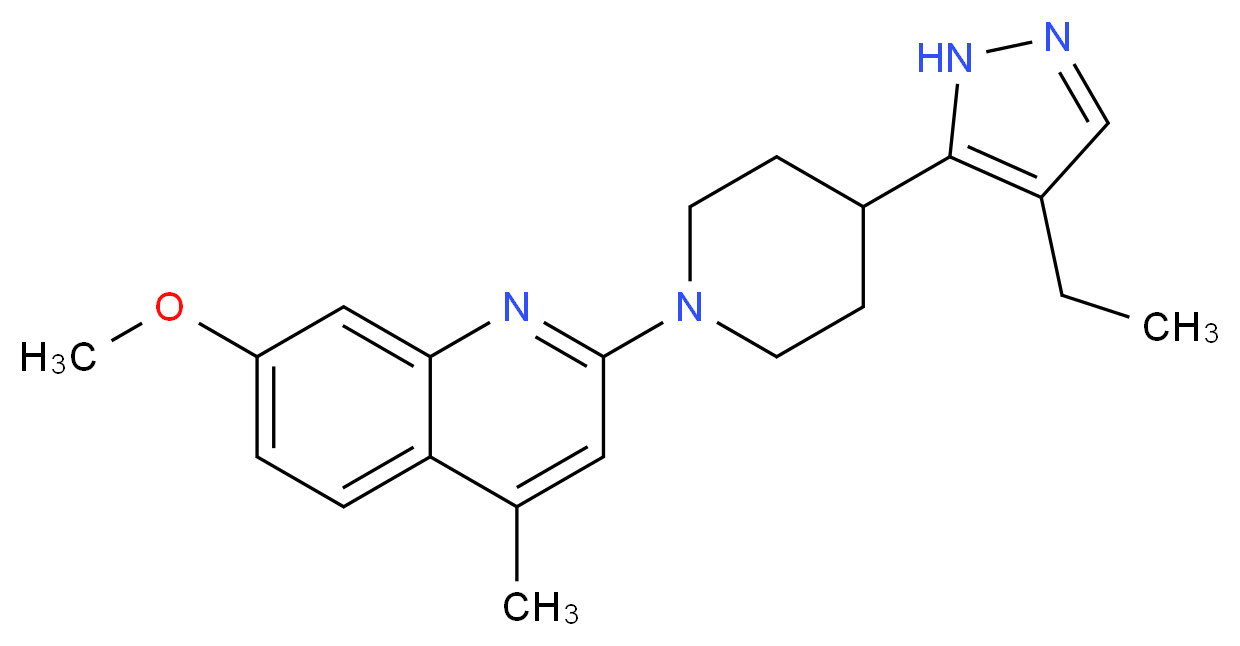 2-[4-(4-ethyl-1H-pyrazol-5-yl)piperidin-1-yl]-7-methoxy-4-methylquinoline_分子结构_CAS_)