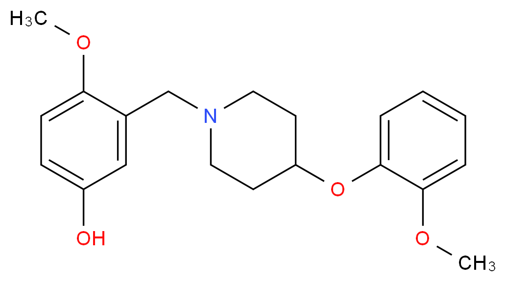 4-methoxy-3-{[4-(2-methoxyphenoxy)-1-piperidinyl]methyl}phenol_分子结构_CAS_)