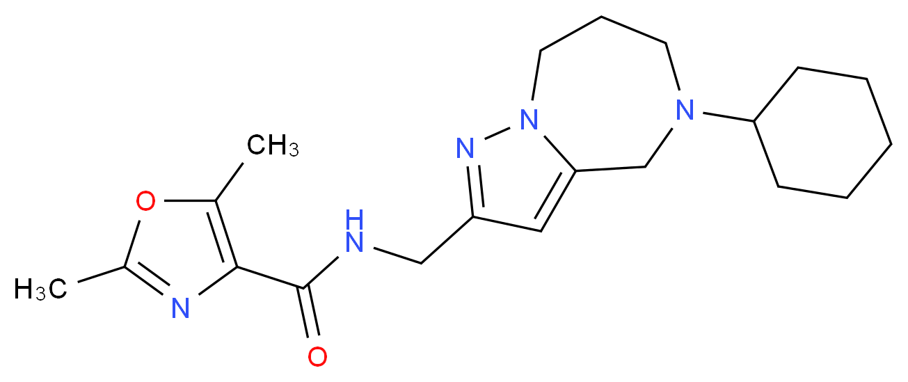 N-[(5-cyclohexyl-5,6,7,8-tetrahydro-4H-pyrazolo[1,5-a][1,4]diazepin-2-yl)methyl]-2,5-dimethyl-1,3-oxazole-4-carboxamide_分子结构_CAS_)