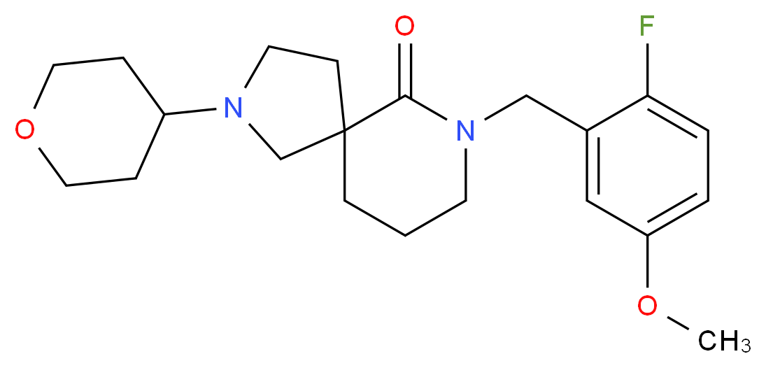 7-(2-fluoro-5-methoxybenzyl)-2-(tetrahydro-2H-pyran-4-yl)-2,7-diazaspiro[4.5]decan-6-one_分子结构_CAS_)