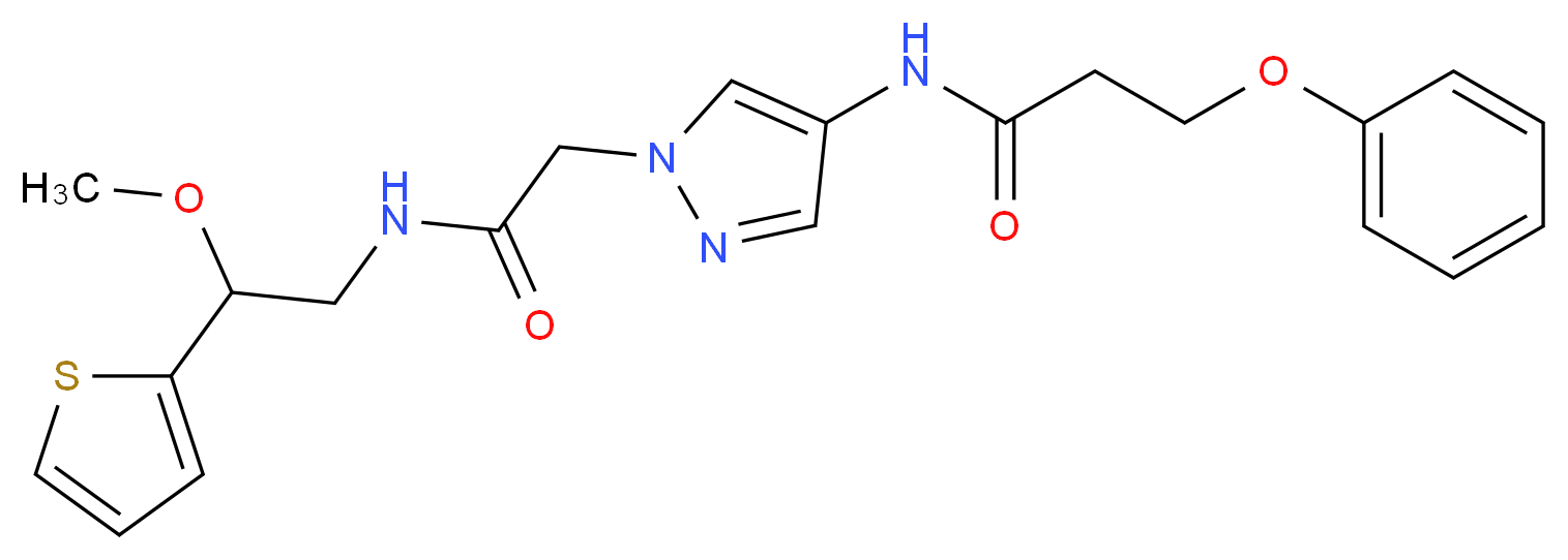 N-[1-(2-{[2-methoxy-2-(2-thienyl)ethyl]amino}-2-oxoethyl)-1H-pyrazol-4-yl]-3-phenoxypropanamide_分子结构_CAS_)