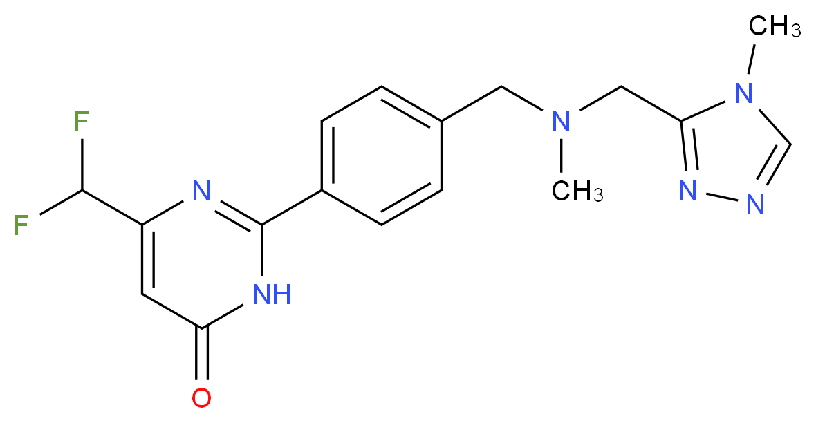 6-(difluoromethyl)-2-[4-({methyl[(4-methyl-4H-1,2,4-triazol-3-yl)methyl]amino}methyl)phenyl]pyrimidin-4(3H)-one_分子结构_CAS_)