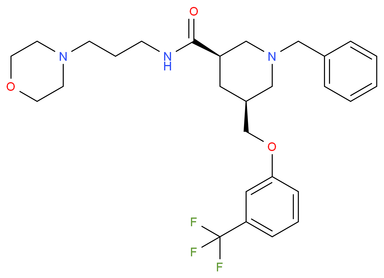 (3R,5S)-1-benzyl-N-[3-(4-morpholinyl)propyl]-5-{[3-(trifluoromethyl)phenoxy]methyl}-3-piperidinecarboxamide_分子结构_CAS_)