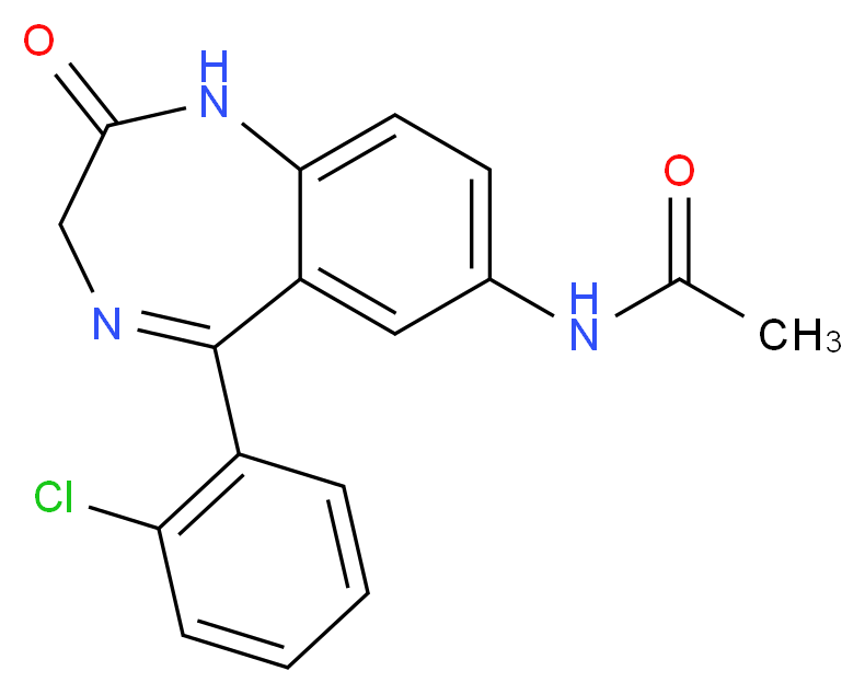 N-[5-(2-chlorophenyl)-2-oxo-2,3-dihydro-1H-1,4-benzodiazepin-7-yl]acetamide_分子结构_CAS_41993-30-0