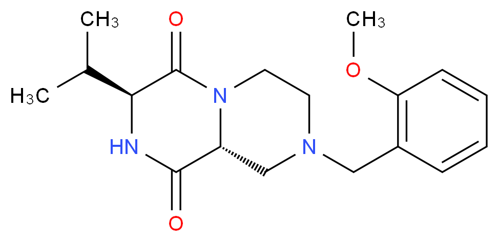 (3S,9aR)-3-isopropyl-8-(2-methoxybenzyl)tetrahydro-2H-pyrazino[1,2-a]pyrazine-1,4(3H,6H)-dione_分子结构_CAS_)