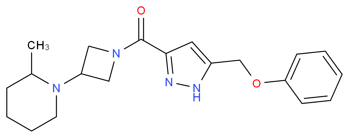 2-methyl-1-(1-{[5-(phenoxymethyl)-1H-pyrazol-3-yl]carbonyl}azetidin-3-yl)piperidine_分子结构_CAS_)
