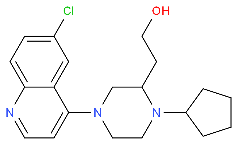 2-[4-(6-chloro-4-quinolinyl)-1-cyclopentyl-2-piperazinyl]ethanol_分子结构_CAS_)