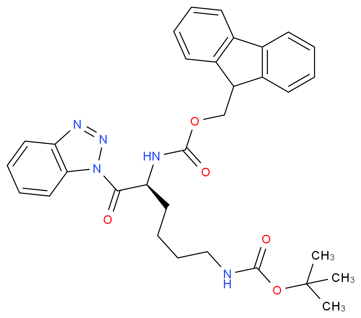 Fmoc-Lys(Boc)-Bt_分子结构_CAS_1126433-45-1)