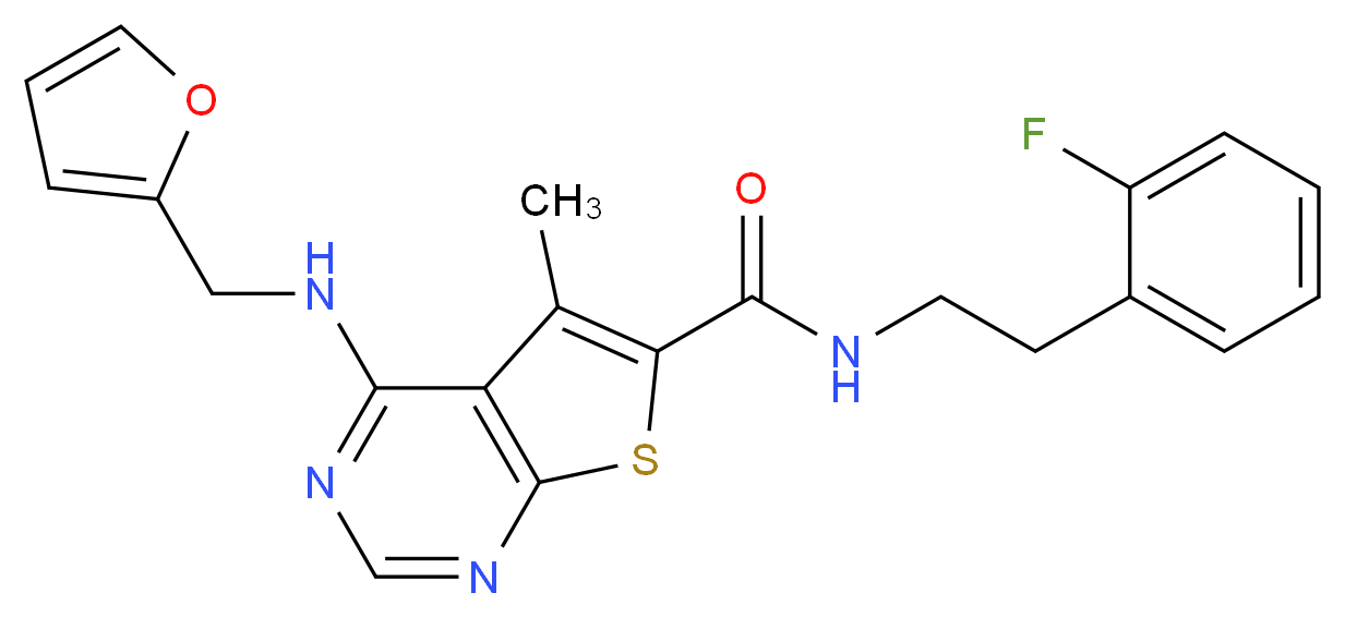 N-[2-(2-fluorophenyl)ethyl]-4-[(2-furylmethyl)amino]-5-methylthieno[2,3-d]pyrimidine-6-carboxamide_分子结构_CAS_)