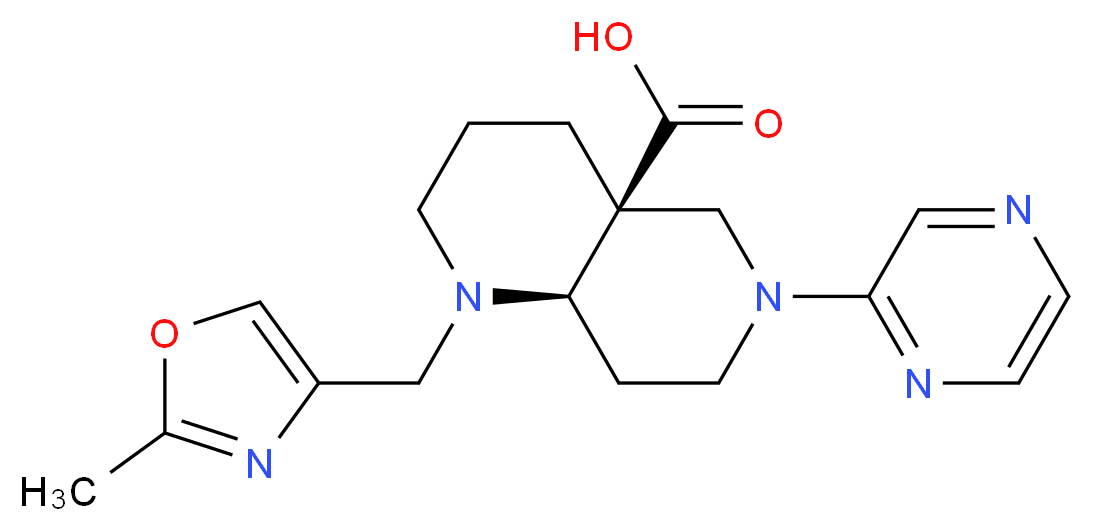 (4aS*,8aR*)-1-[(2-methyl-1,3-oxazol-4-yl)methyl]-6-(2-pyrazinyl)octahydro-1,6-naphthyridine-4a(2H)-carboxylic acid_分子结构_CAS_)