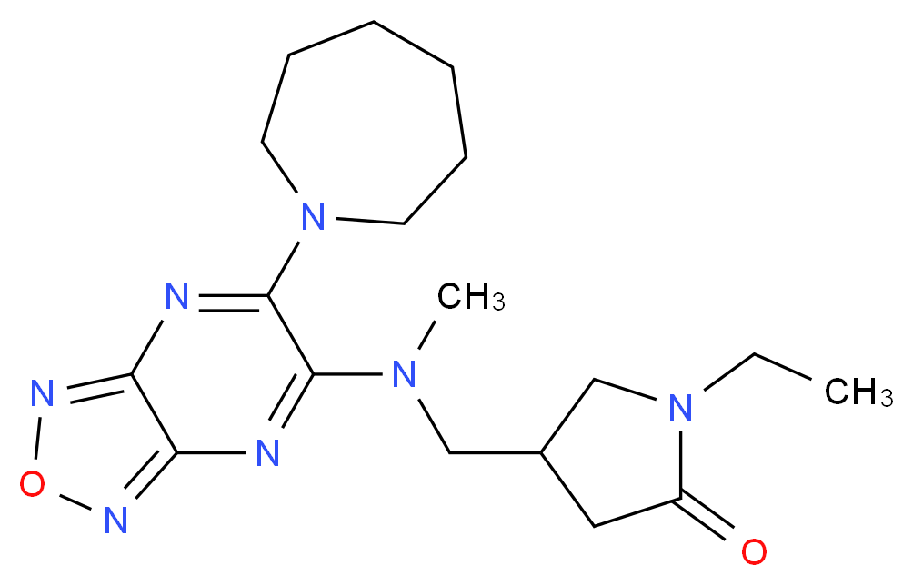 4-{[[6-(1-azepanyl)[1,2,5]oxadiazolo[3,4-b]pyrazin-5-yl](methyl)amino]methyl}-1-ethyl-2-pyrrolidinone_分子结构_CAS_)