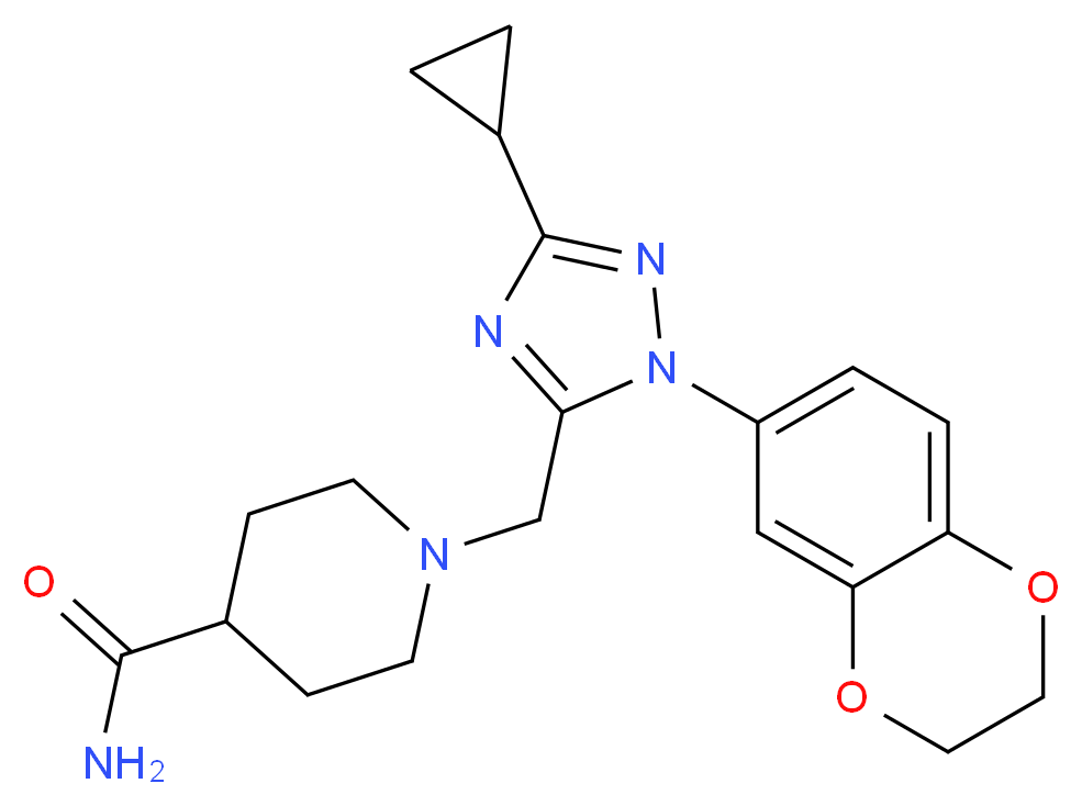 1-{[3-cyclopropyl-1-(2,3-dihydro-1,4-benzodioxin-6-yl)-1H-1,2,4-triazol-5-yl]methyl}piperidine-4-carboxamide_分子结构_CAS_)