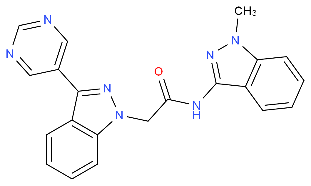 N-(1-methyl-1H-indazol-3-yl)-2-(3-pyrimidin-5-yl-1H-indazol-1-yl)acetamide_分子结构_CAS_)