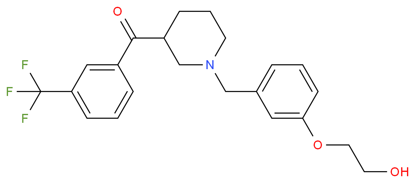 {1-[3-(2-hydroxyethoxy)benzyl]-3-piperidinyl}[3-(trifluoromethyl)phenyl]methanone_分子结构_CAS_)