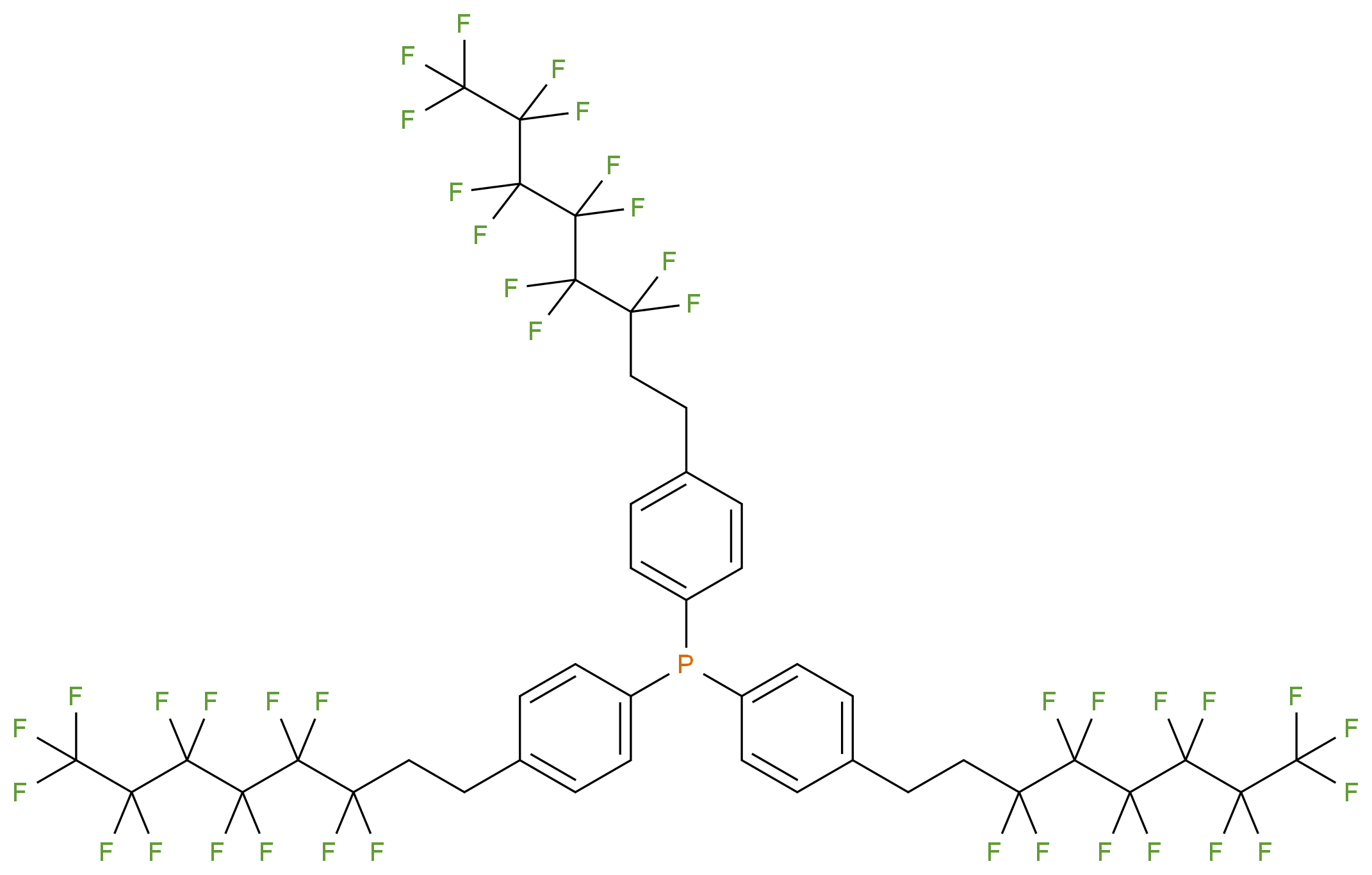 tris[4-(3,3,4,4,5,5,6,6,7,7,8,8,8-tridecafluorooctyl)phenyl]phosphane_分子结构_CAS_219985-31-6