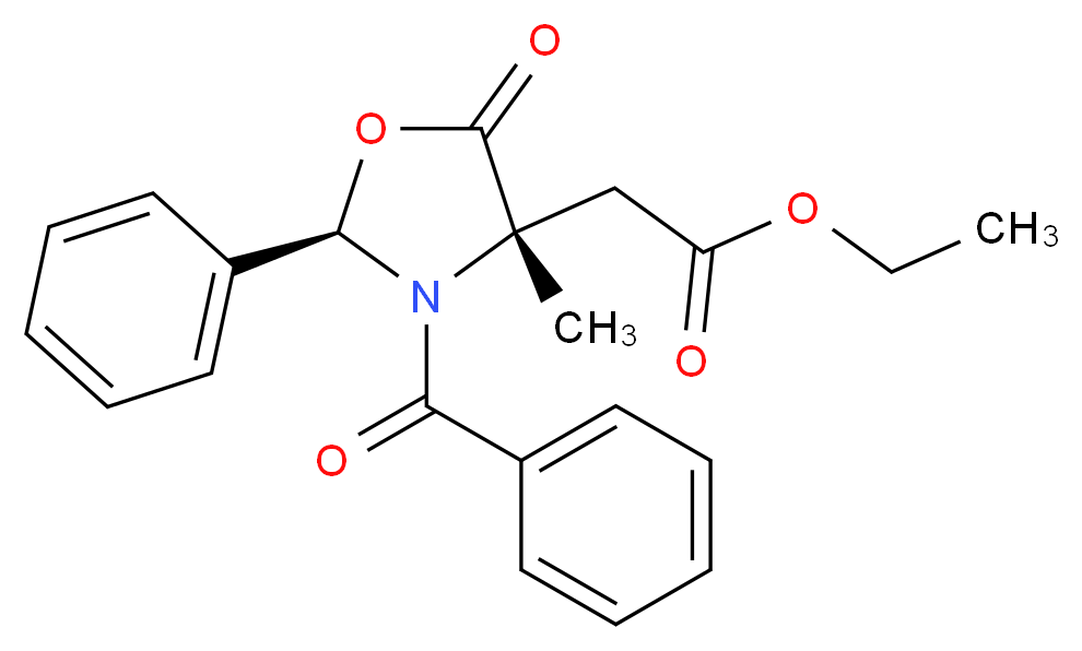 (2R,4S)-3-Benzoyl-4-ethoxylcarbonylmethyl-4-methyl-5-oxazolidinone_分子结构_CAS_113806-36-3)