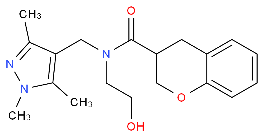N-(2-hydroxyethyl)-N-[(1,3,5-trimethyl-1H-pyrazol-4-yl)methyl]chromane-3-carboxamide_分子结构_CAS_)