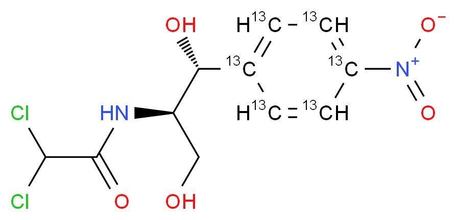 2,2-dichloro-N-[(1S,2R)-1,3-dihydroxy-1-[4-nitro(1,2,3,4,5,6-<sup>1</sup><sup>3</sup>C<sub>6</sub>)phenyl]propan-2-yl]acetamide_分子结构_CAS_1217706-02-9