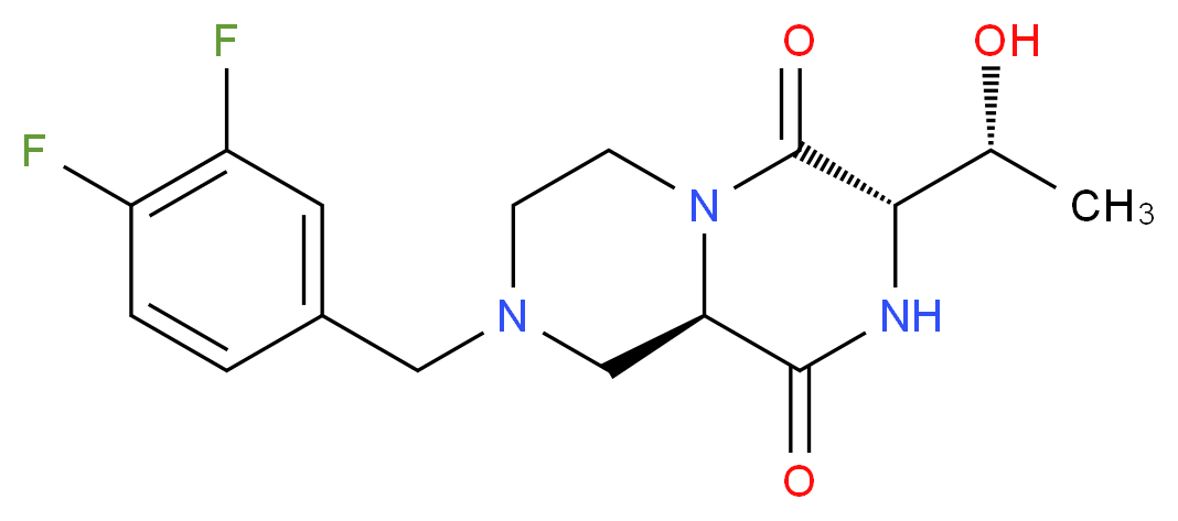 (3S,9aR)-8-(3,4-difluorobenzyl)-3-[(1R)-1-hydroxyethyl]tetrahydro-2H-pyrazino[1,2-a]pyrazine-1,4(3H,6H)-dione_分子结构_CAS_)