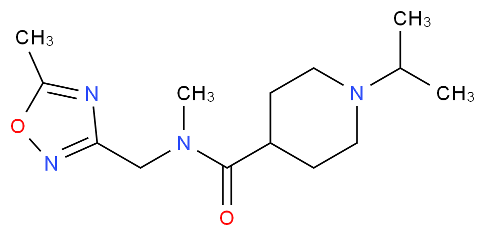 1-isopropyl-N-methyl-N-[(5-methyl-1,2,4-oxadiazol-3-yl)methyl]-4-piperidinecarboxamide_分子结构_CAS_)