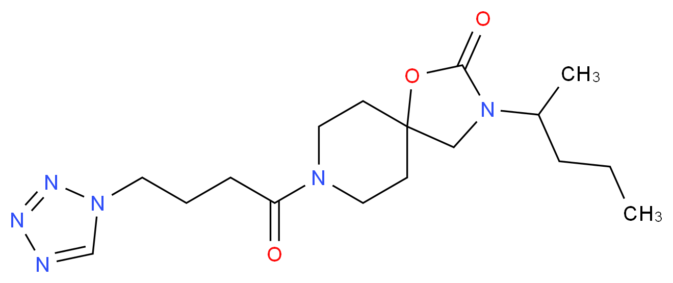 3-(1-methylbutyl)-8-[4-(1H-tetrazol-1-yl)butanoyl]-1-oxa-3,8-diazaspiro[4.5]decan-2-one_分子结构_CAS_)