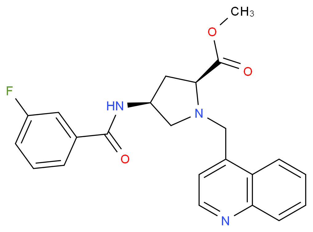 methyl (4S)-4-[(3-fluorobenzoyl)amino]-1-(4-quinolinylmethyl)-L-prolinate_分子结构_CAS_)