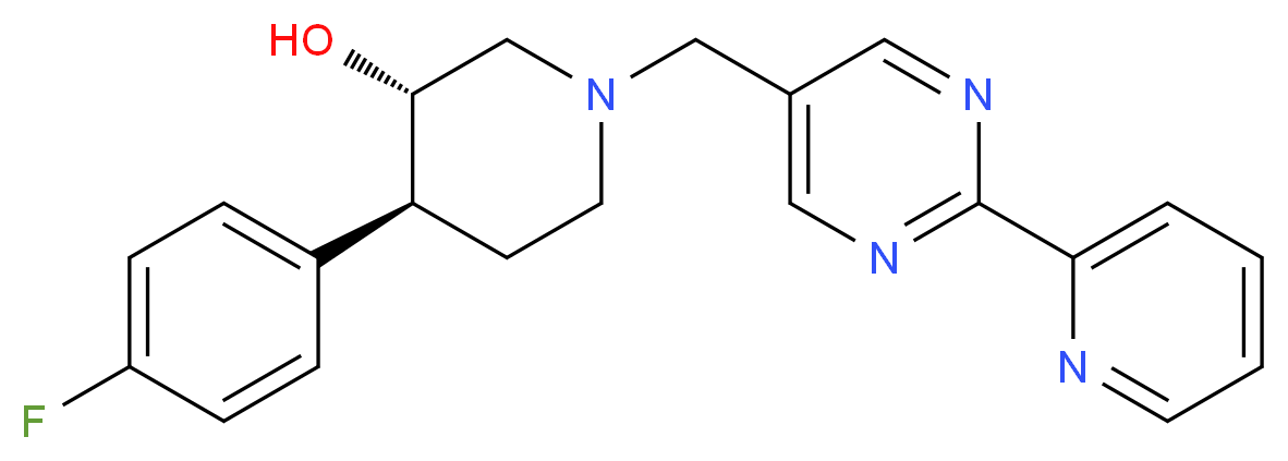 (3S*,4S*)-4-(4-fluorophenyl)-1-[(2-pyridin-2-ylpyrimidin-5-yl)methyl]piperidin-3-ol_分子结构_CAS_)